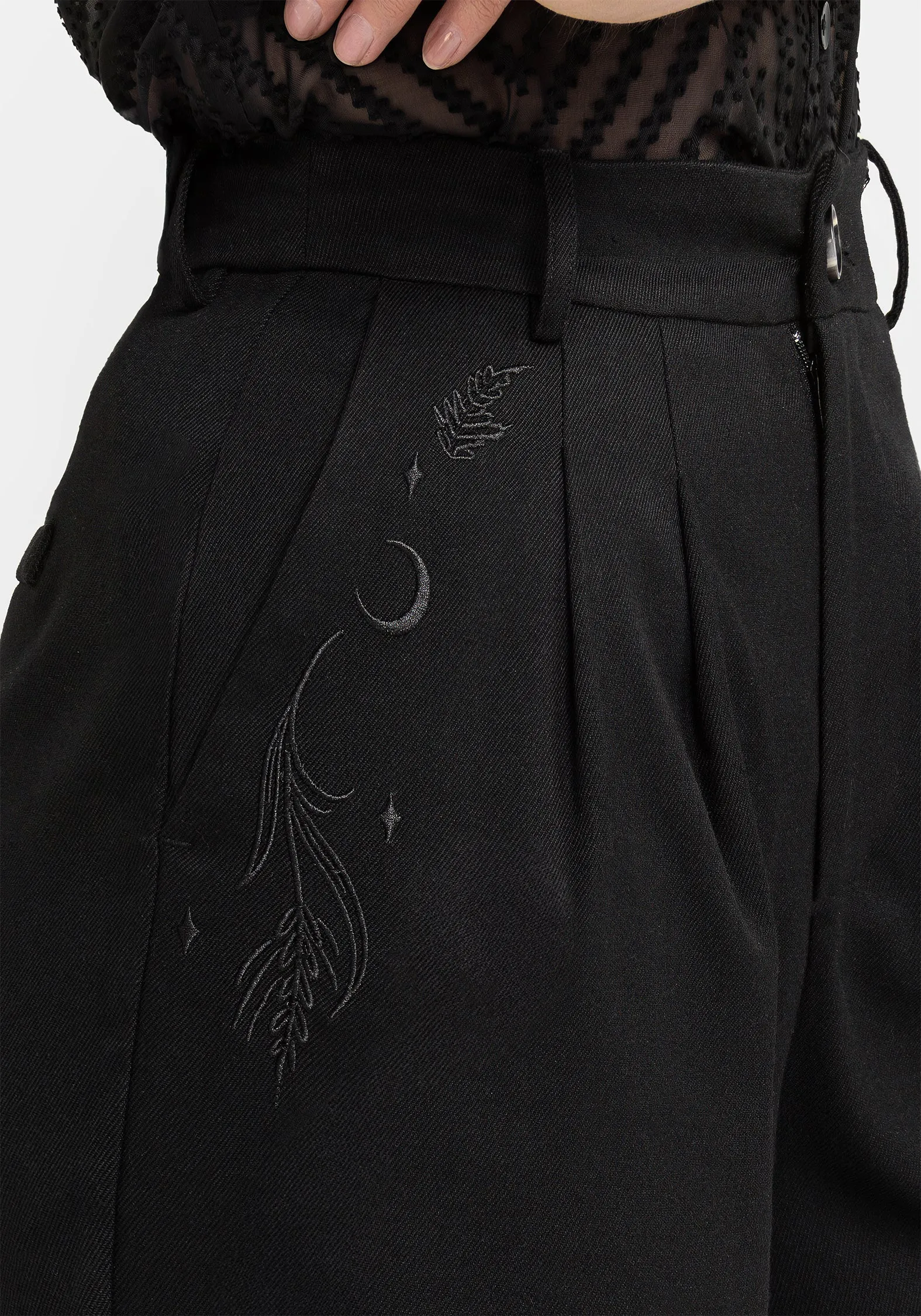 Comfort Focused Versatile Wear Dianne Embroidered Balloon Trousers - Black