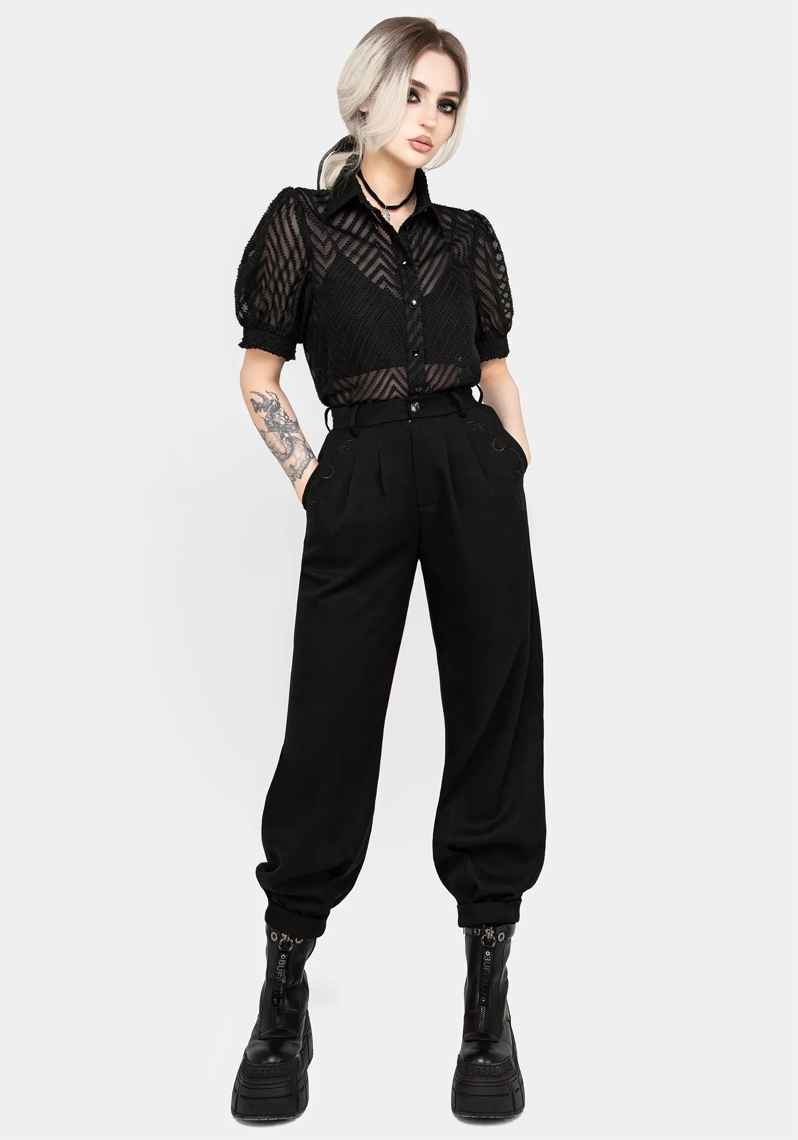 Casual Movement Dianne Embroidered Balloon Trousers - Black