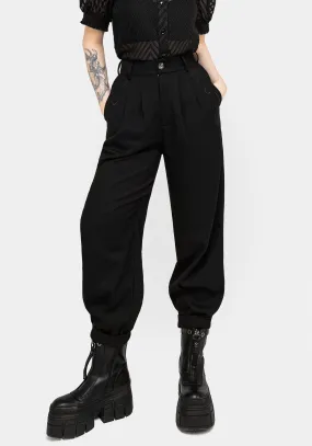 Dianne Embroidered Balloon Trousers - Black High Waist Comfort Fit Wear
