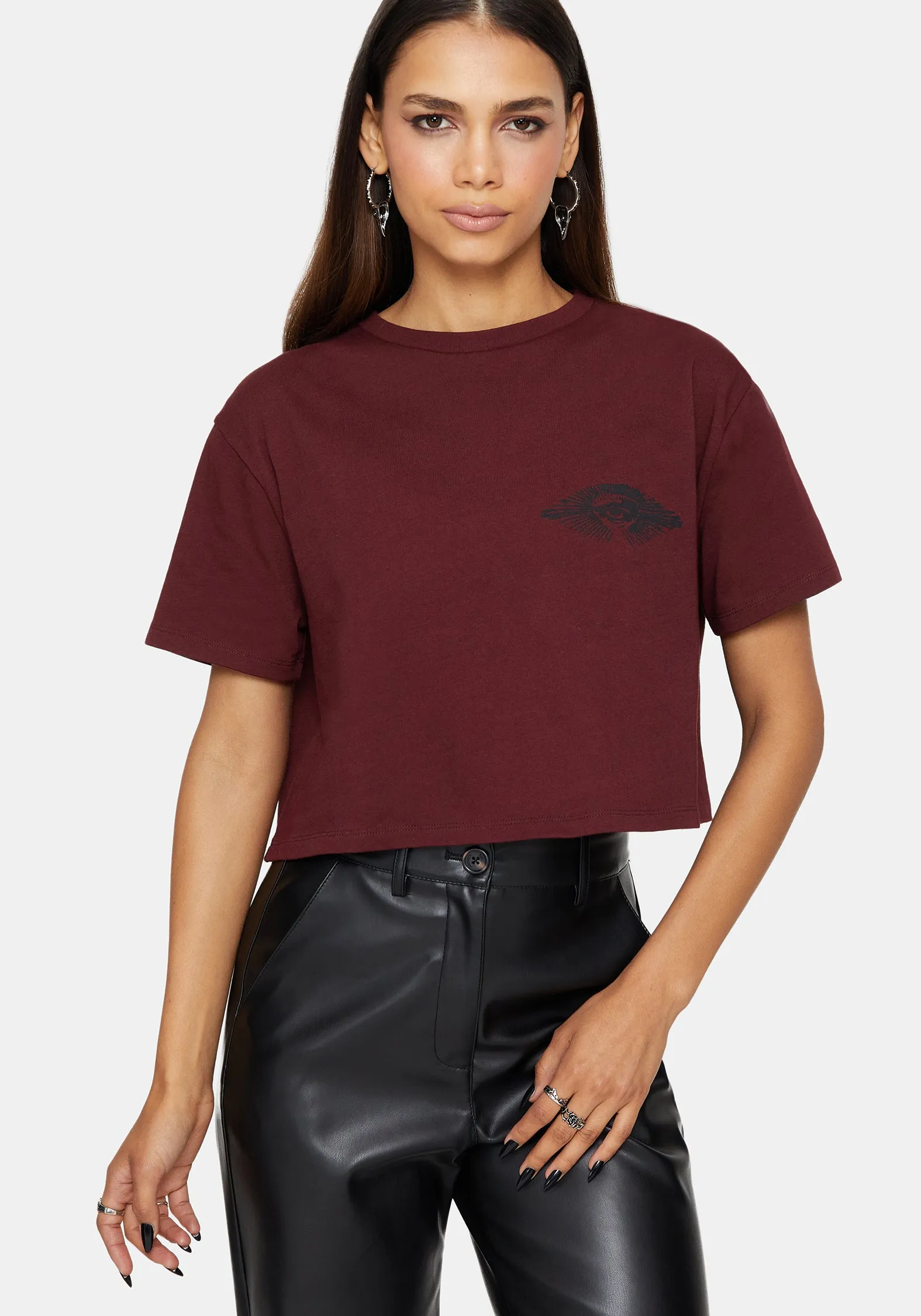 CrossBackDesign Xove Medieval Graphic Boxy Crop Cotton T-Shirt