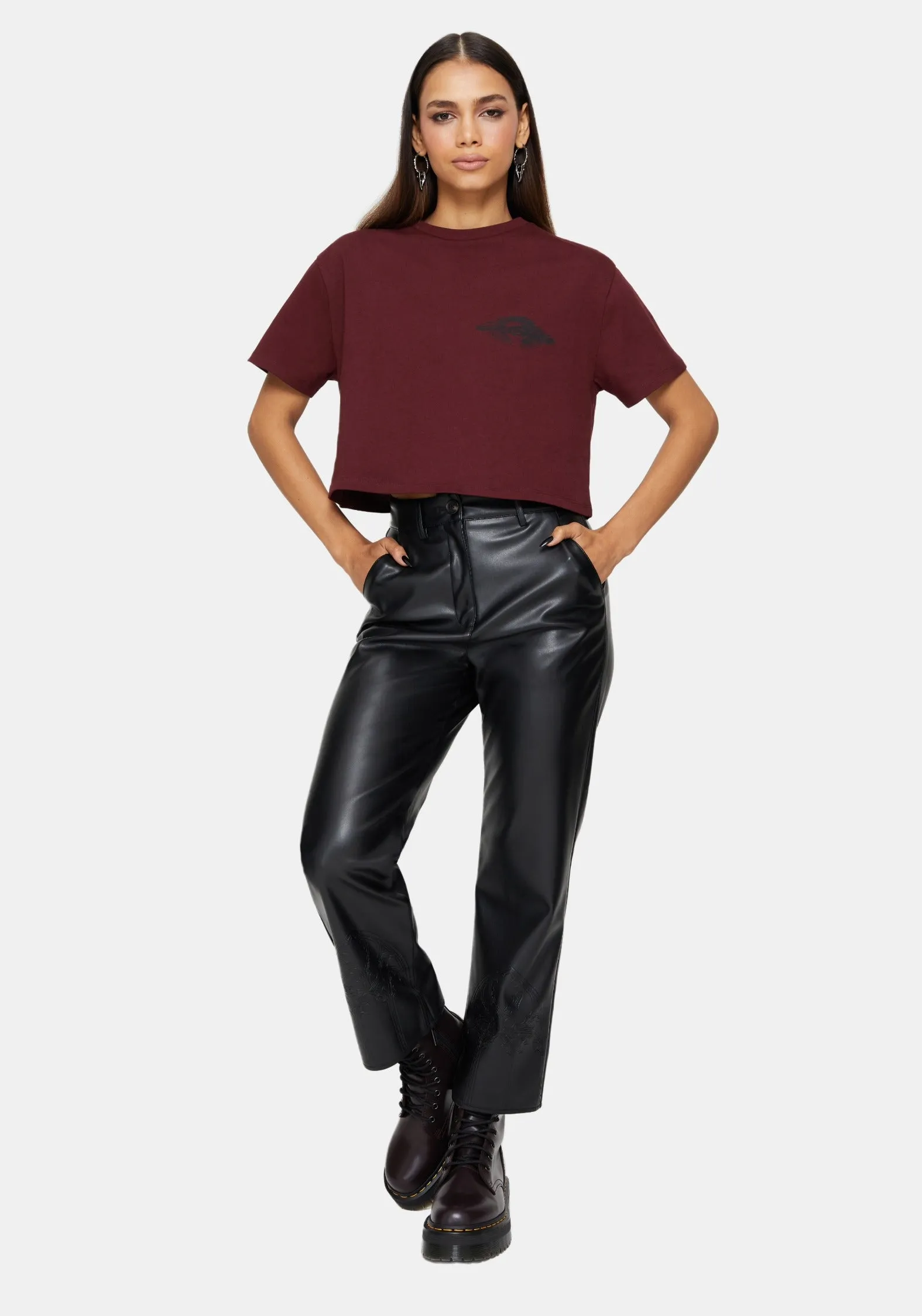 Xove Medieval Graphic Boxy Crop Cotton T-Shirt Convertible Design