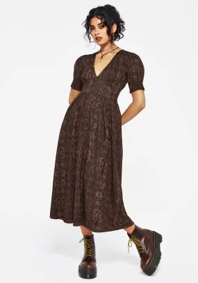 Must Have Smart Outfit Fianna Midi Dress - Brown