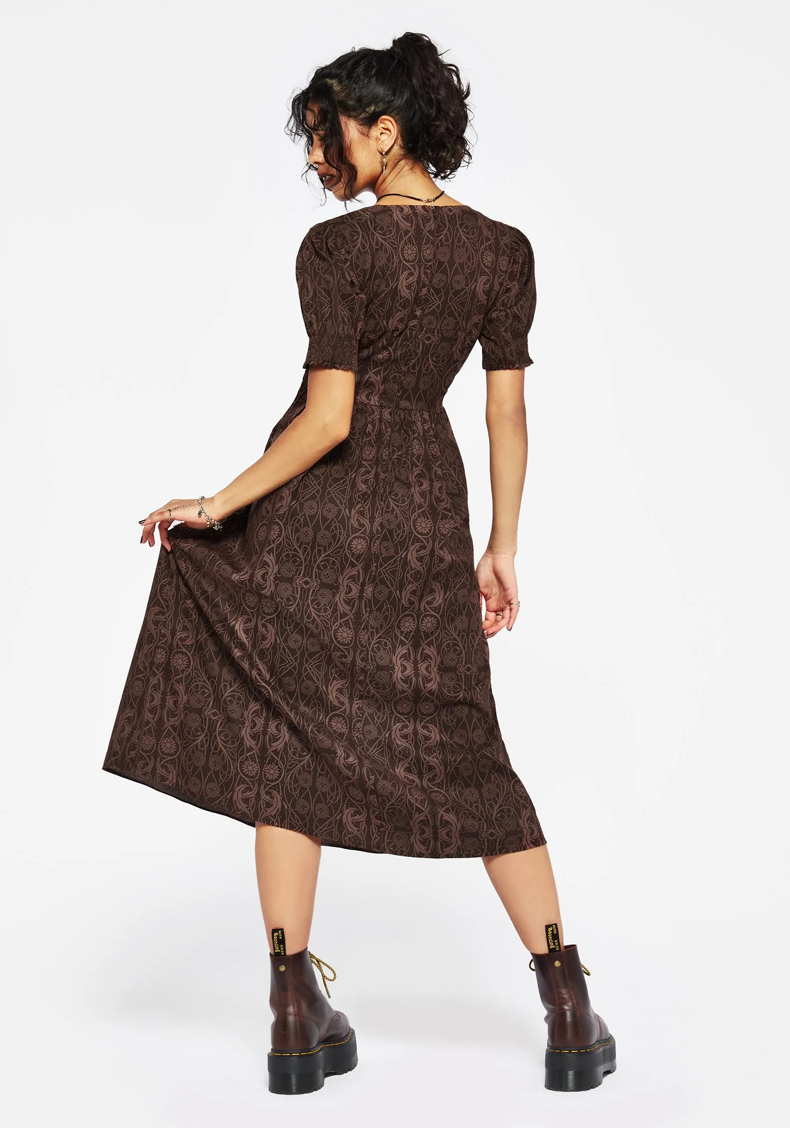Comfortable Look Fianna Midi Dress - Brown