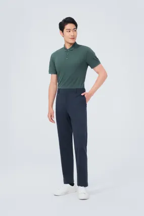 FrictionResistantEdging smooth zipper CottonSTRETCH Lightweight Knit Smart Pants | Navy NNY096