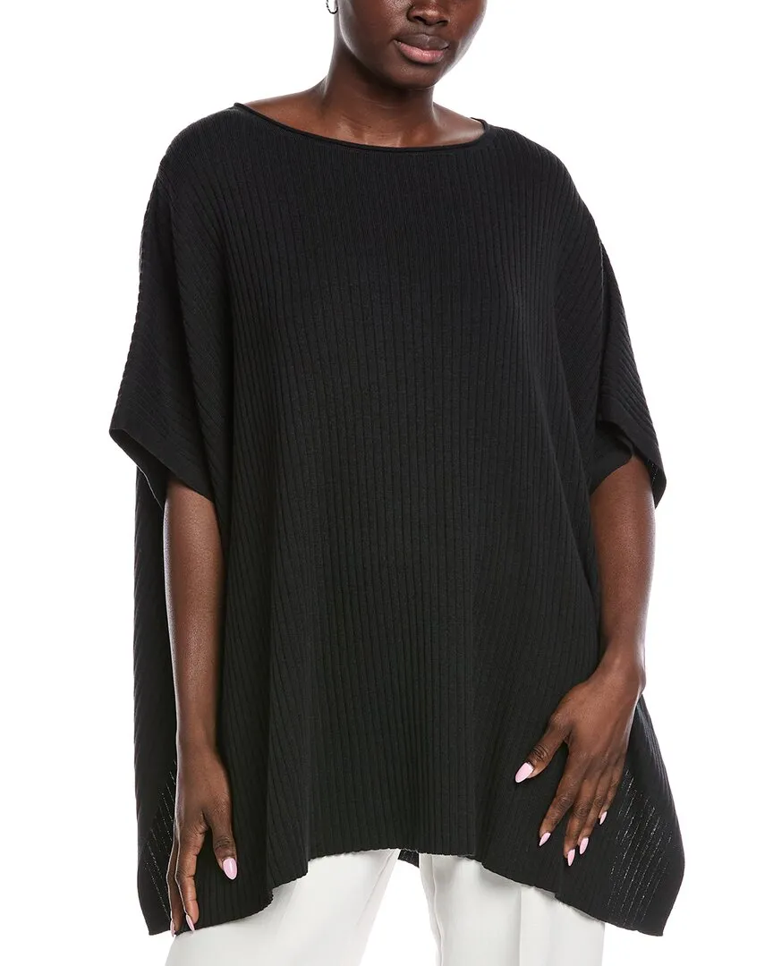 EILEEN FISHER Bateau Neck Poncho Compact Travel Design Four Way Stretch Fabric