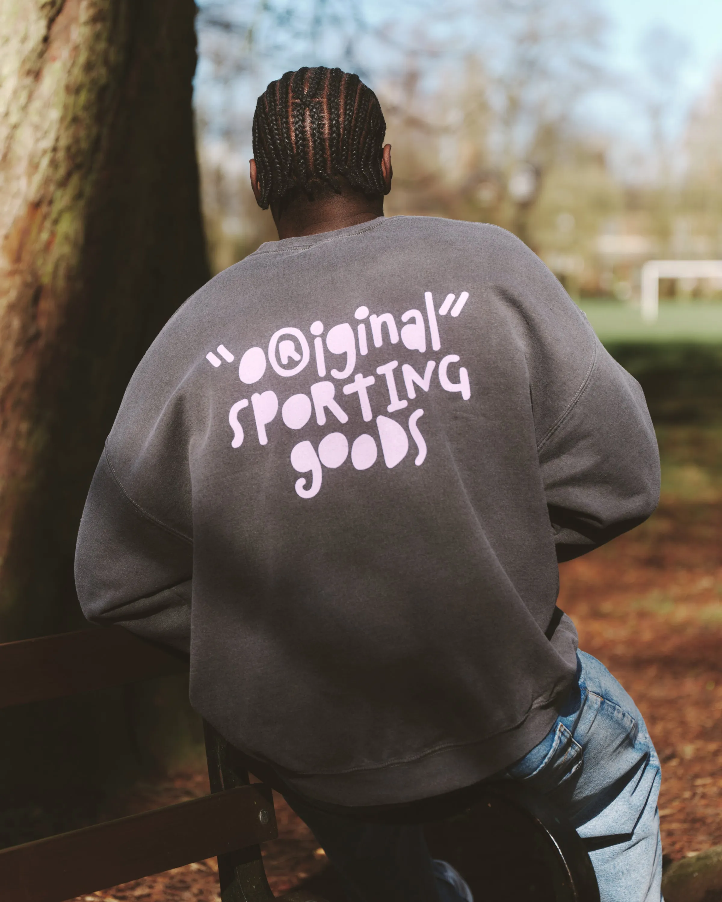 Vice 84 'Original Sporting Goods' Vintage Washed Sweater - Black Relaxed Silhouette
