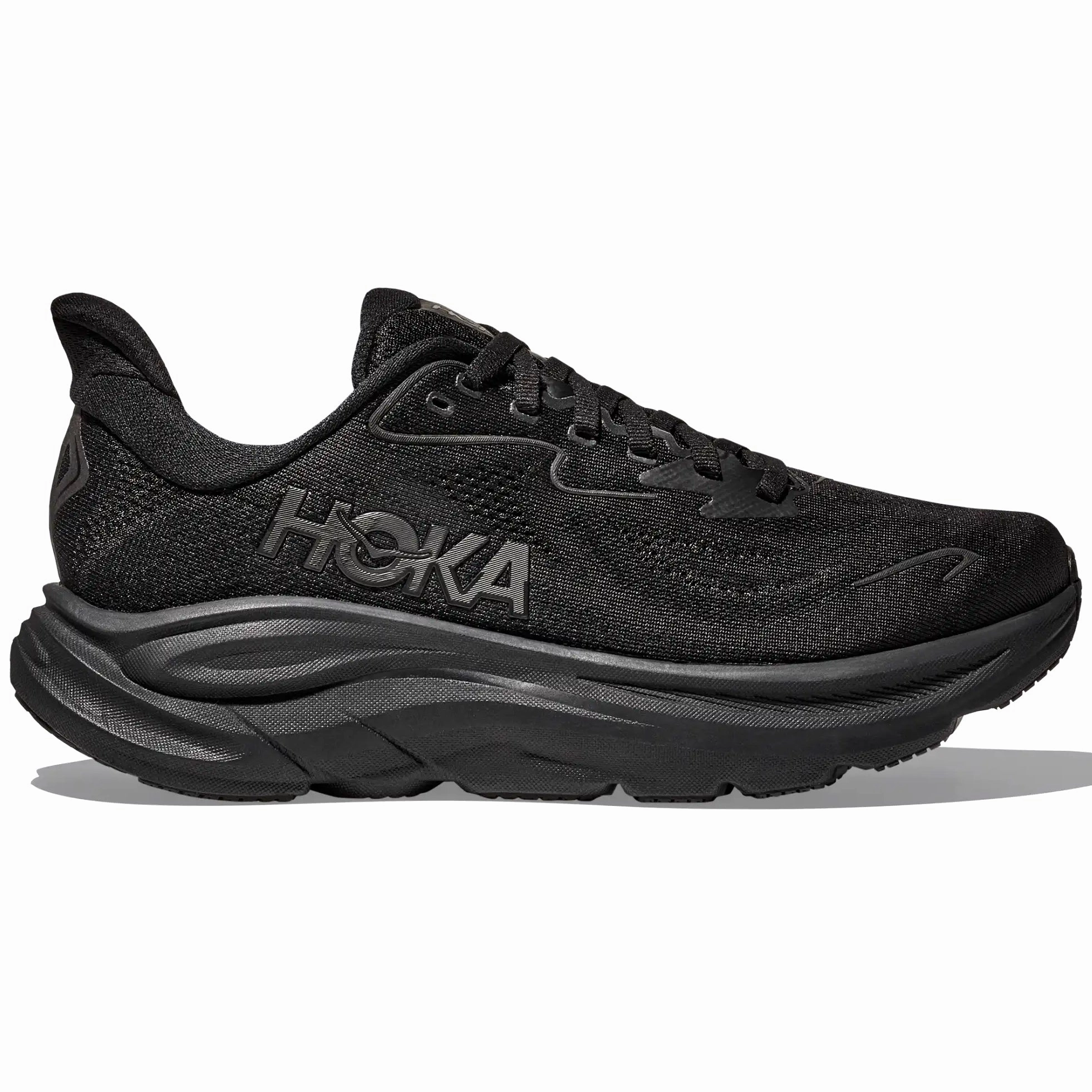 Men's Clifton 10 Wide Fit Running Shoes Black / Black Durable Stitching