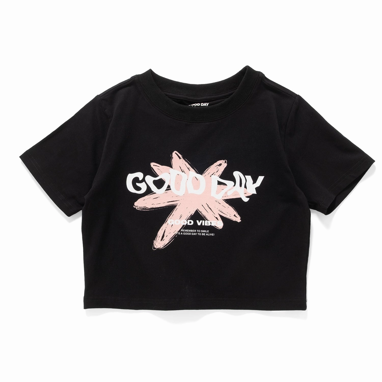 (ZT1677) Flower Graphic Cropped Tee Chill Design Minimalist Comfort