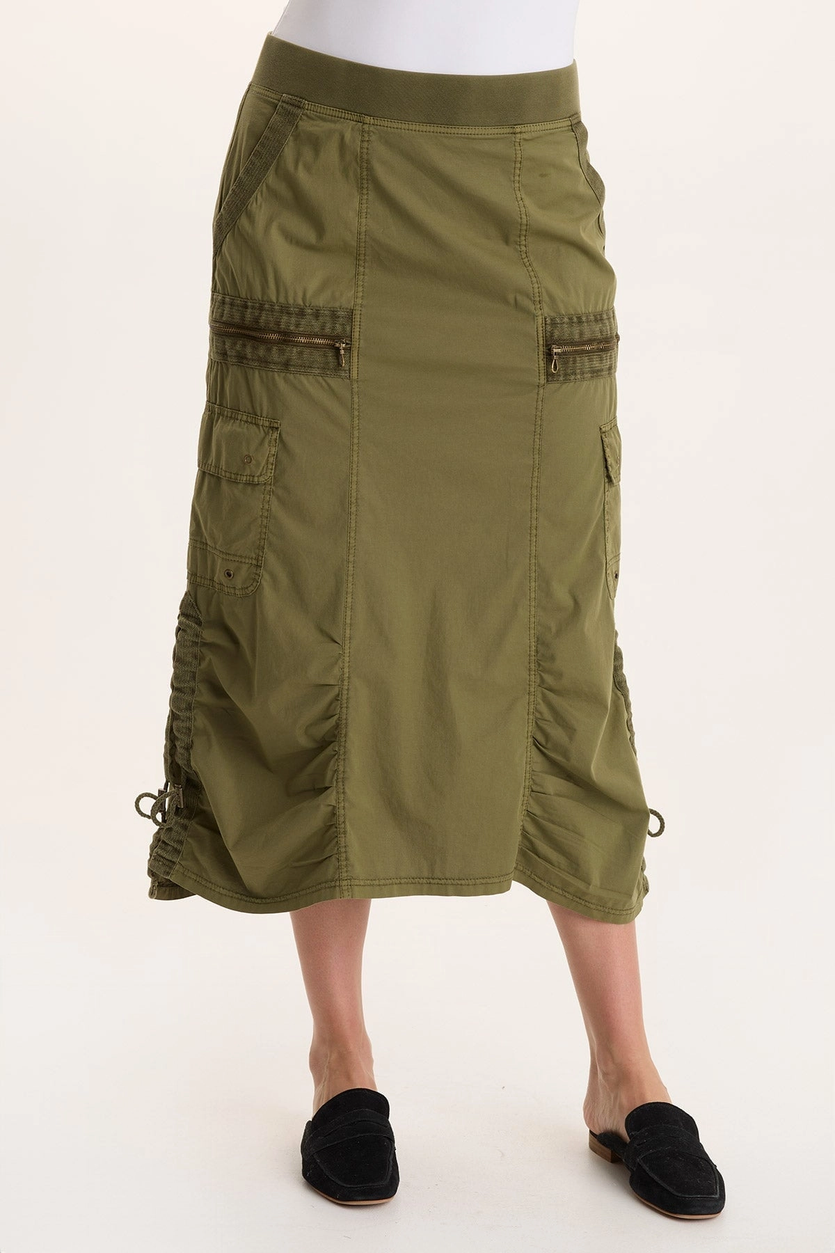 Shea Ruched Detail Cargo Midi Skirt Spring Must Have Outfit Vibes