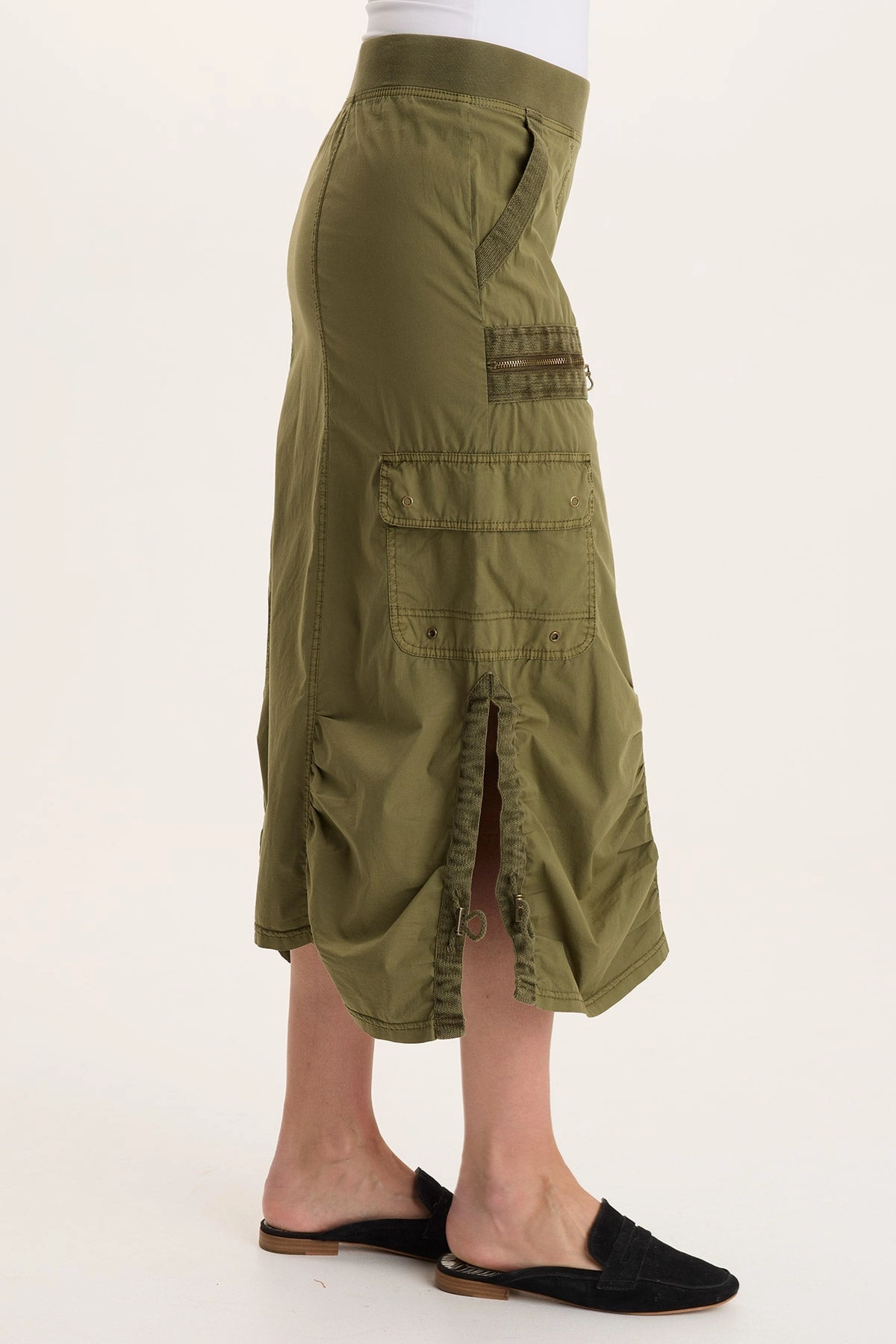 Shea Ruched Detail Cargo Midi Skirt Visual Outfit