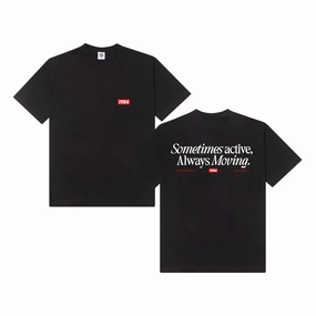 Vice 84 'Always Moving' Tee - Black cotton material Functional Side Gussets