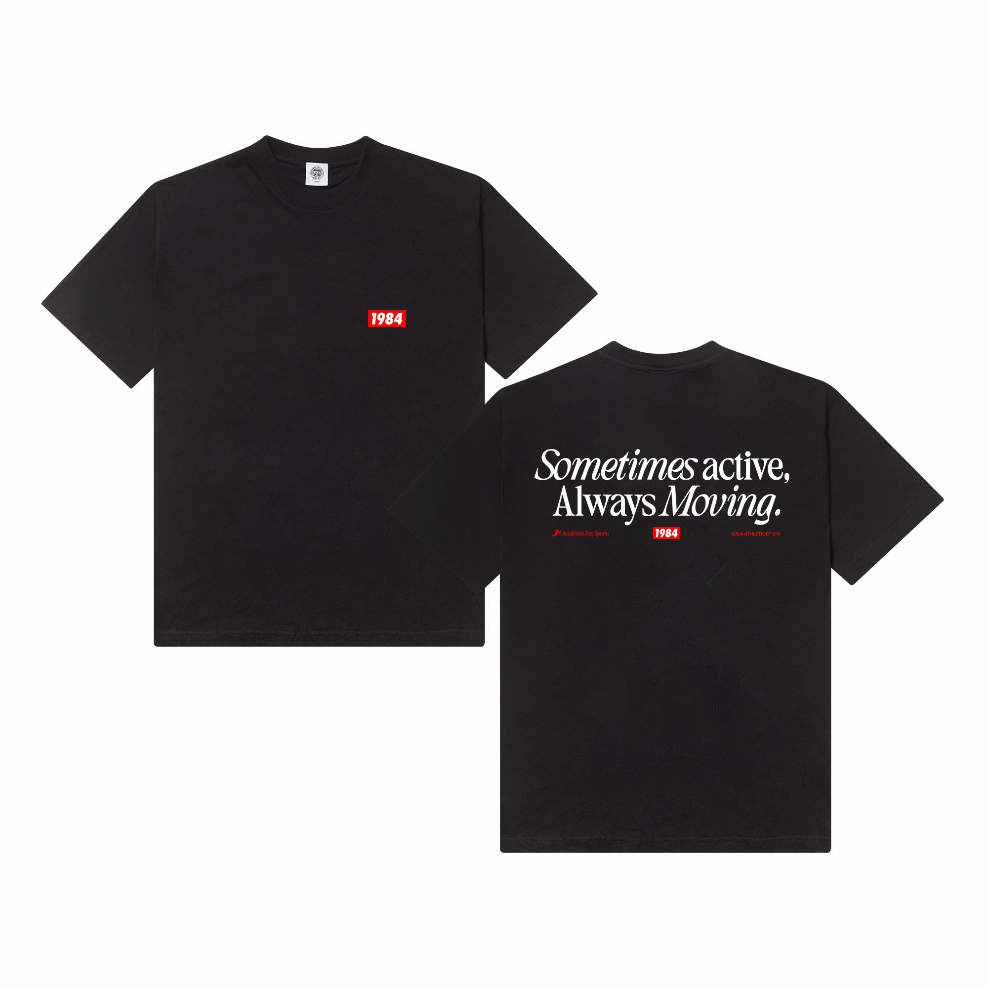 Vice 84 'Always Moving' Tee - Black cotton material Functional Side Gussets