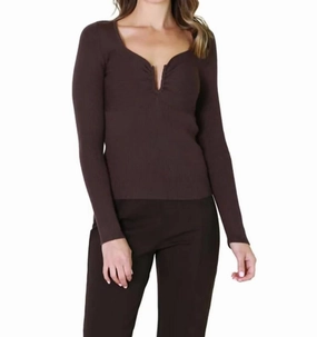 Frankie Knit Sweater In Brown Knit Design Trendy Wear