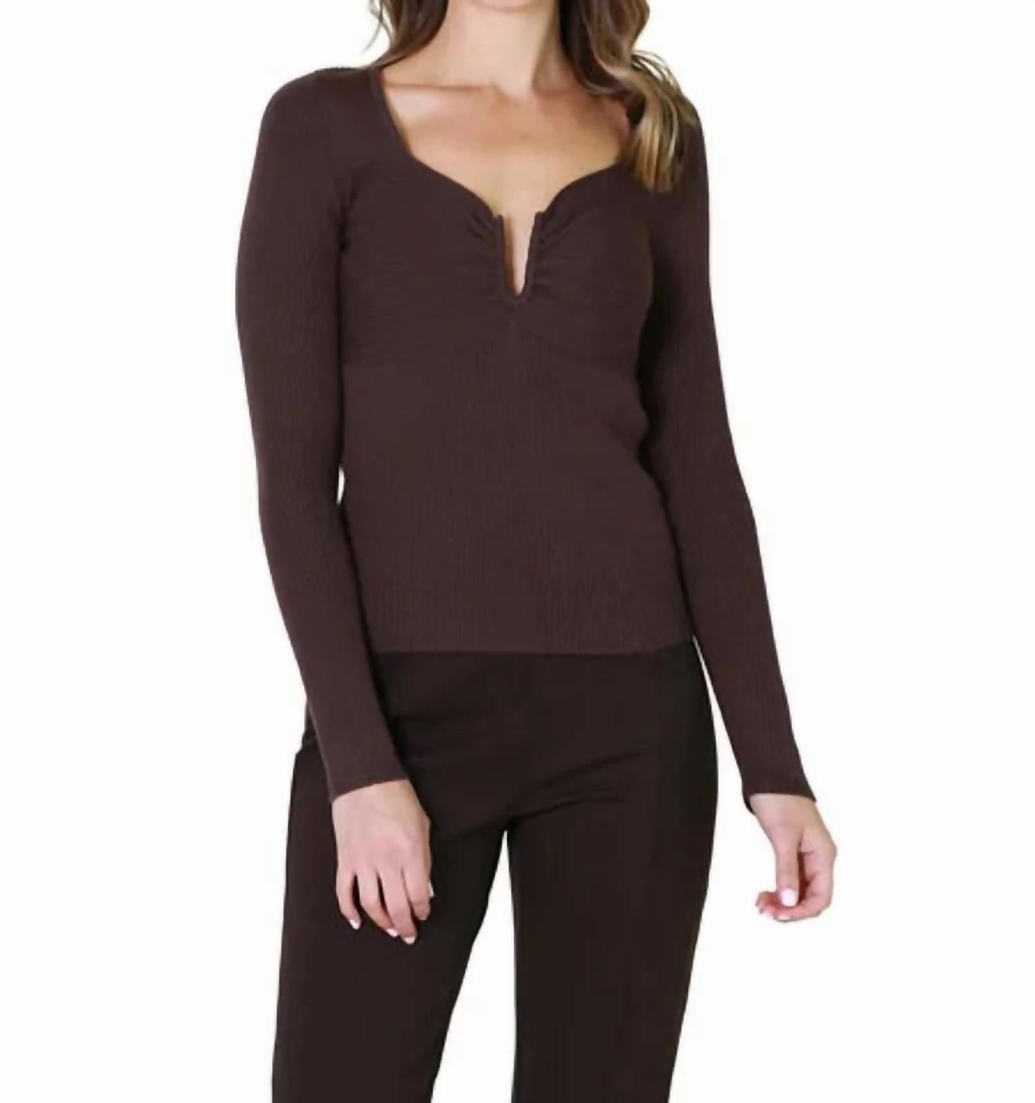 Frankie Knit Sweater In Brown Knit Design Trendy Wear