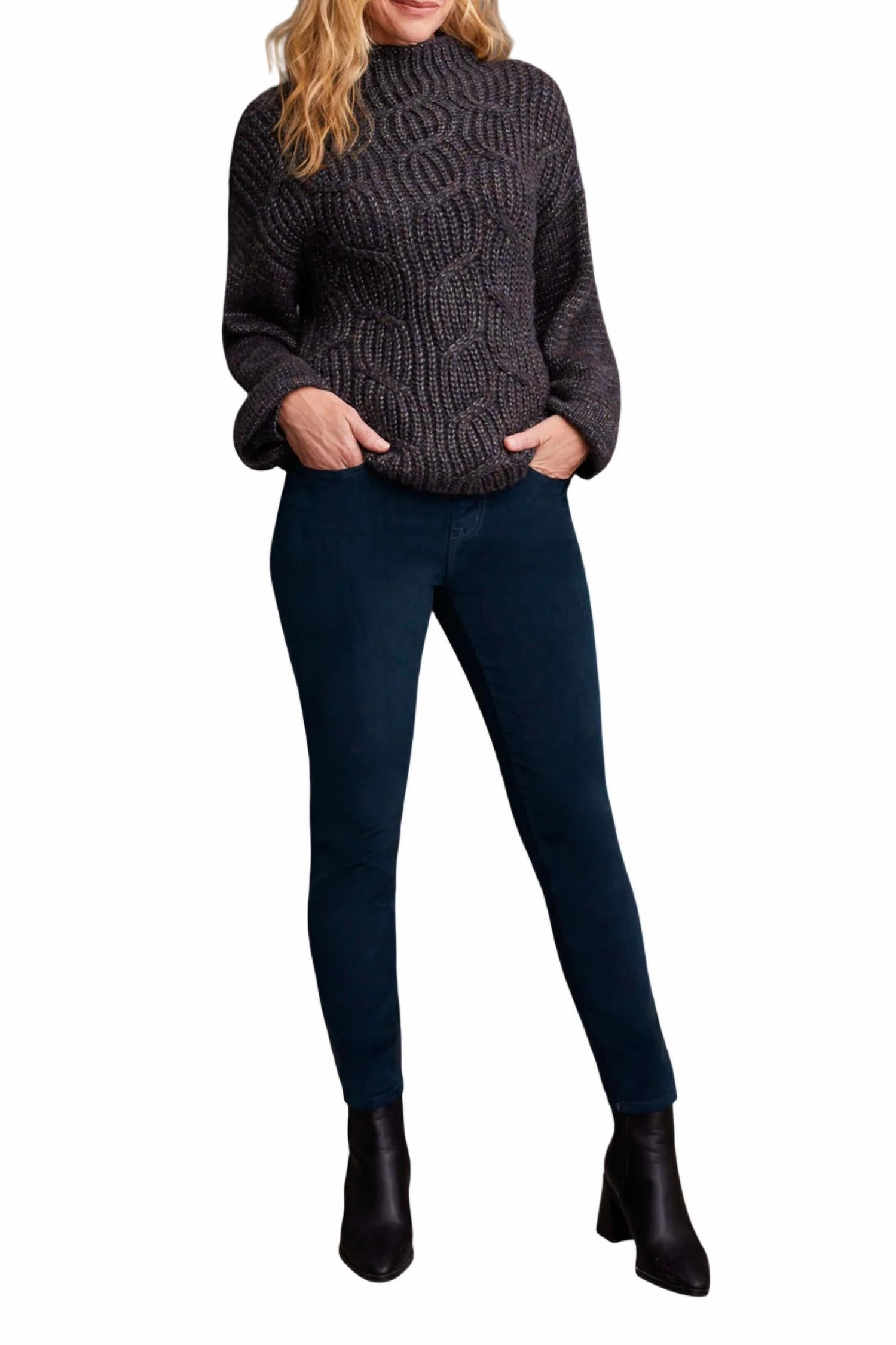 Breathable wear Funnel Neck Oversize Sweater In Black