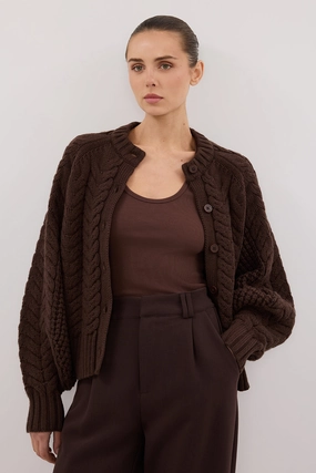 Cozy Layered Wear TOM CHOC CABLE KNIT CARDIGAN