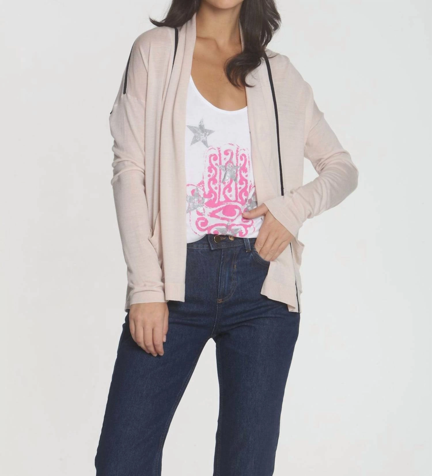 Women's Brooklyn Drape Cardigan In Blush Smart Fashion