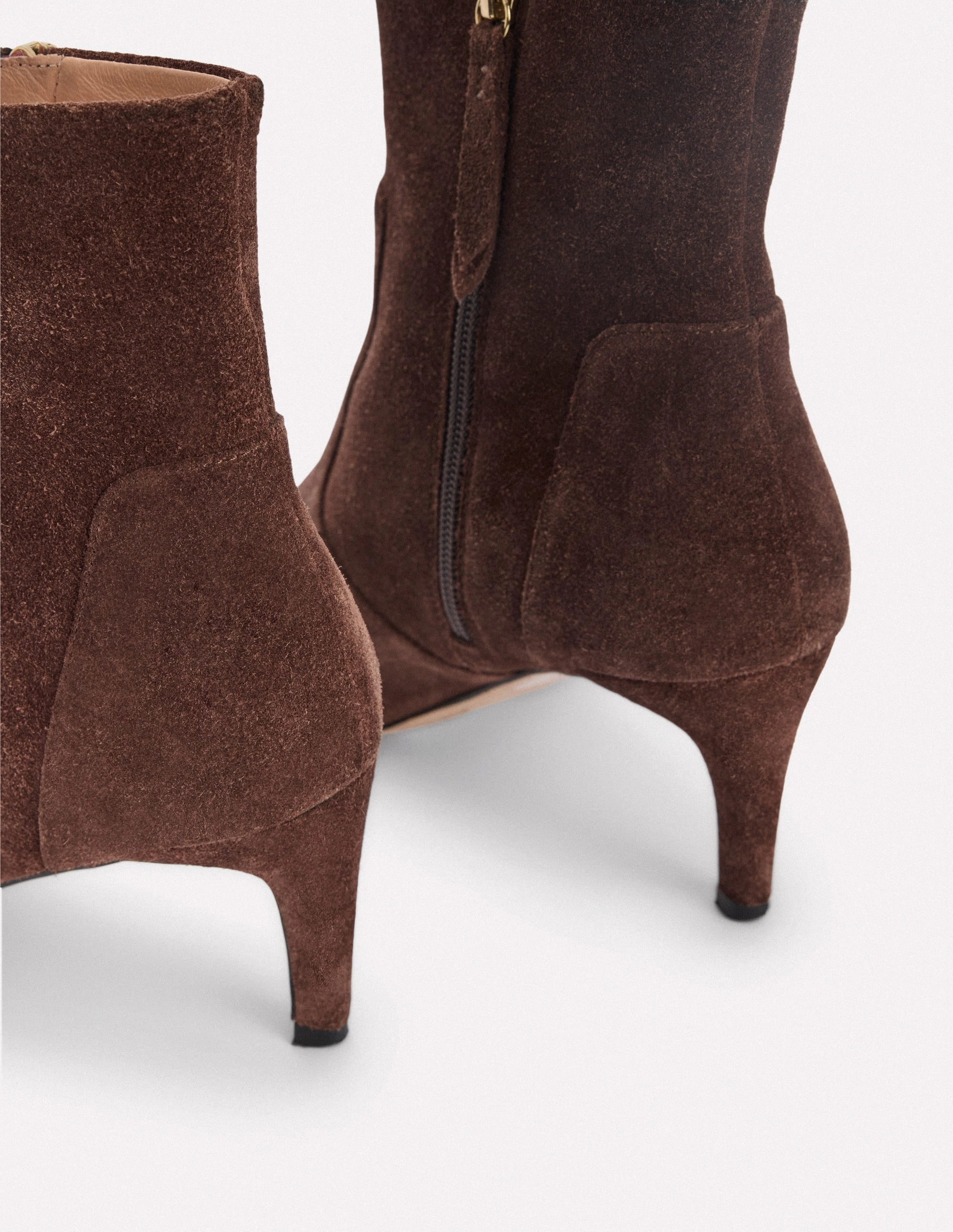 Mid Heel Ankle Boots-Bitter Chocolate Seamless Stitching