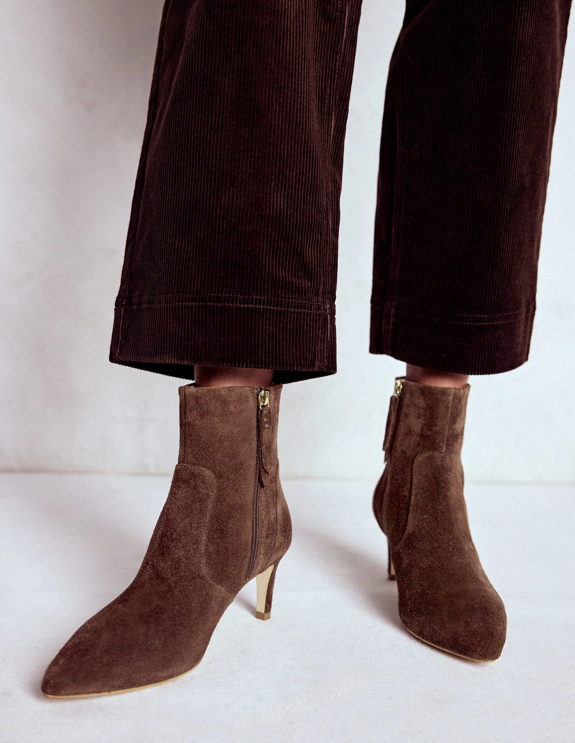 Mid Heel Ankle Boots-Bitter Chocolate Nordic Calm