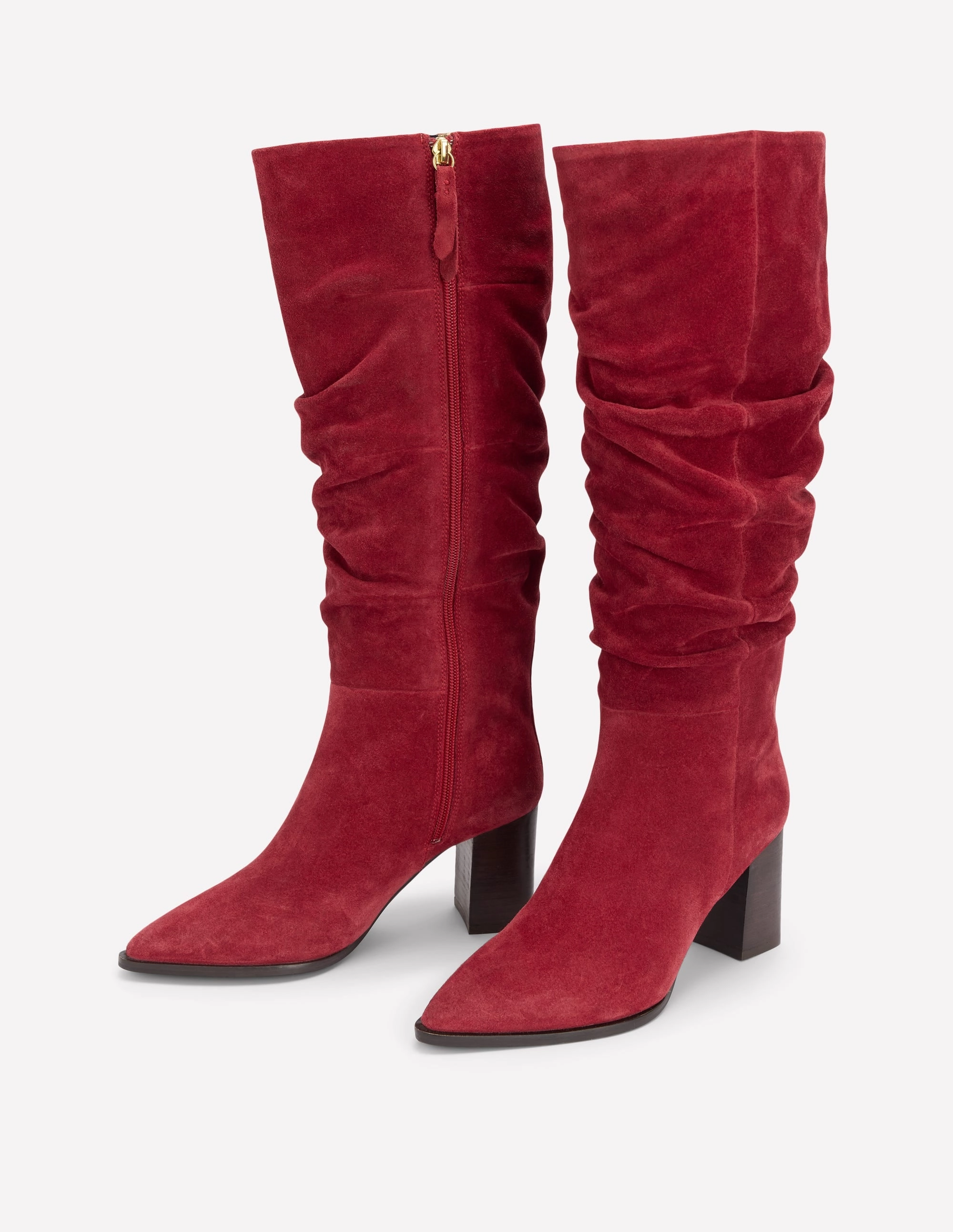 Easy on Urban Feel Vera Block Heel Point Boots-Red