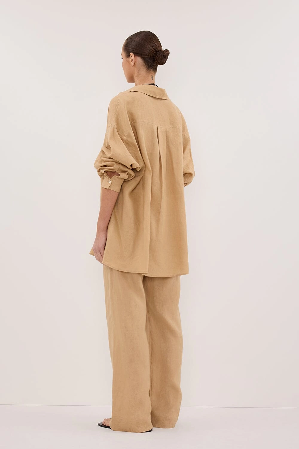 Stretchy Material LUNE TAN LINEN PANT