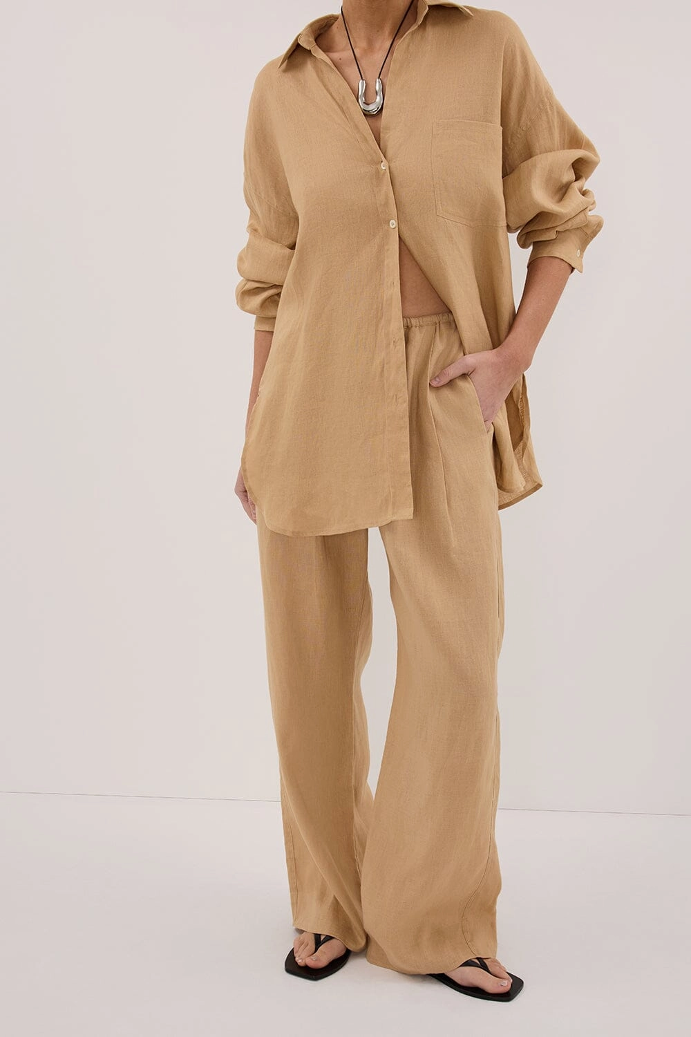 LUNE TAN LINEN PANT Comfy Fit Tagless label