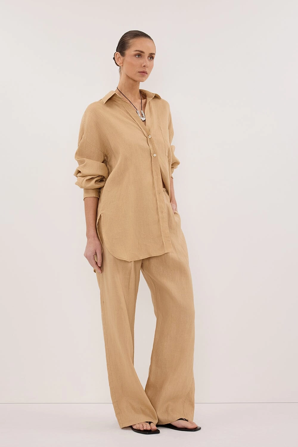 Functional Fit LUNE TAN LINEN PANT