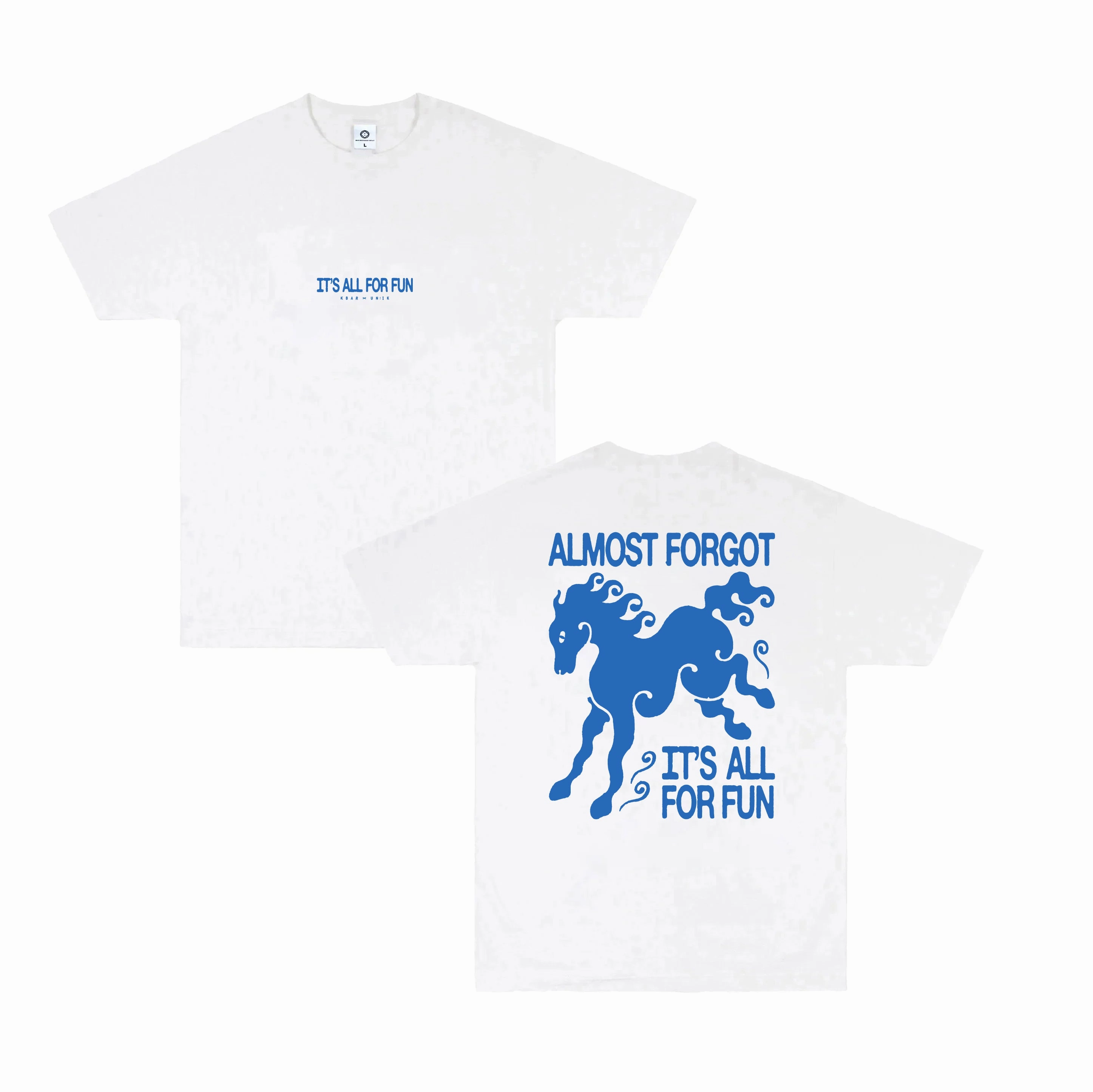 KBAR X UN:IK 'Almost Forgot' Tee - White Pre Shrunk Cotton Longline Hemline