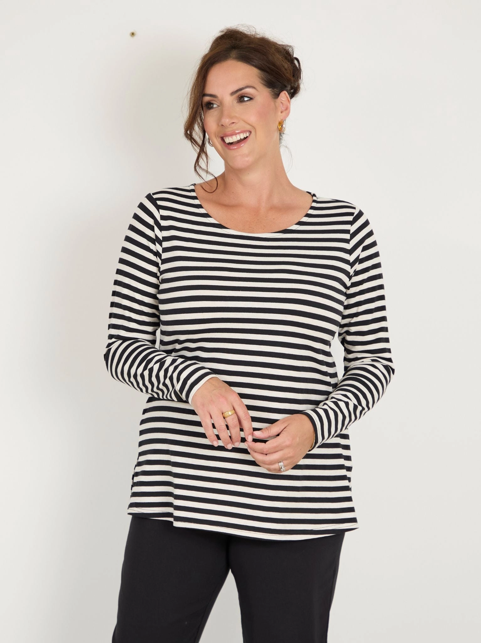FoldableFeature Alma Jersey Top - Black