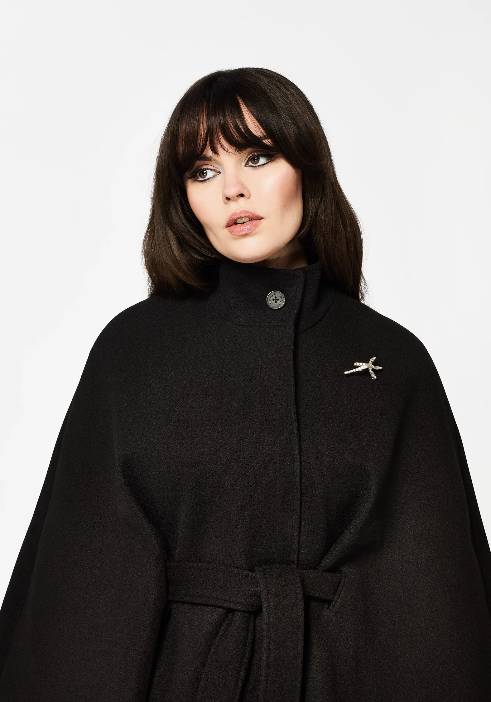 Non Bulky Design Ripstop Fabric Technology Althea Pin Detail Cape