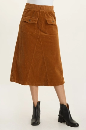 Floral Pattern Alto Corduroy Midi Skirt