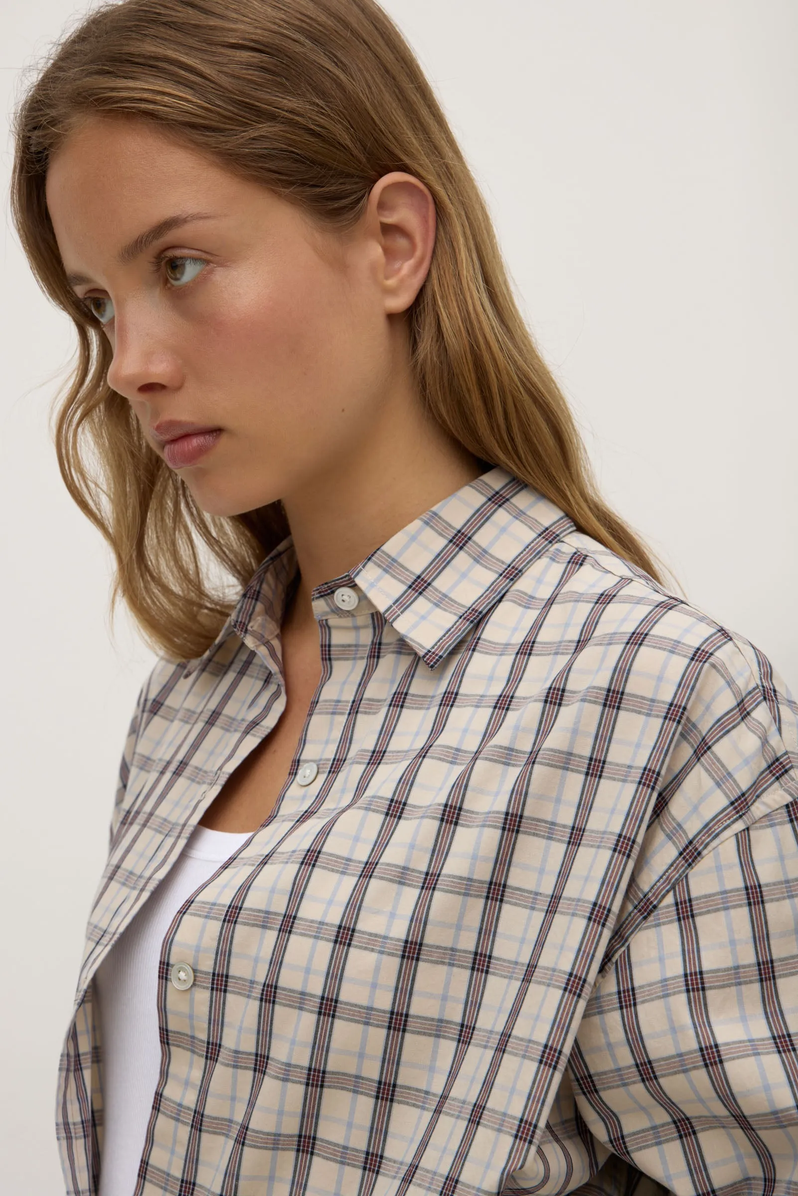 Amber Check Shirt Classic Collar Abrasion resistant