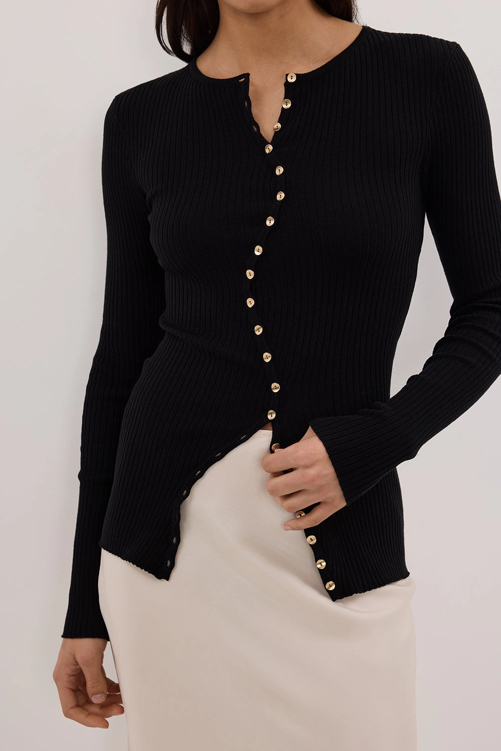 Modern Look AMBER BLACK LONG SLEEVE KNIT CARDIGAN