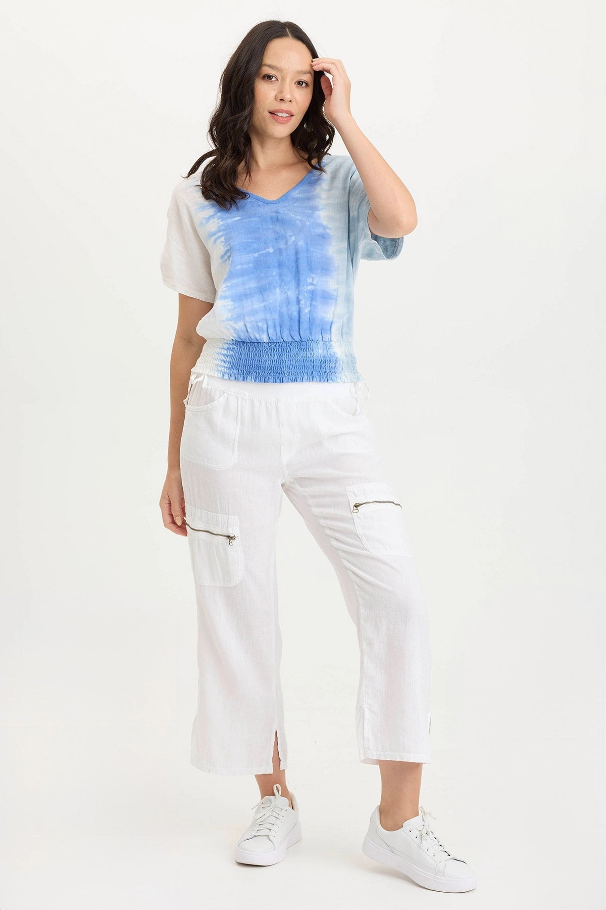 Quick Layering Modular Pocket System Amica High Waist Linen Cargo Pant