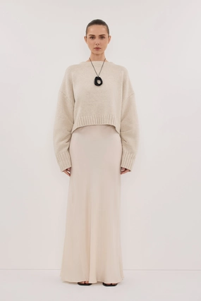 AMY CHALK CREW NECK KNIT JUMPER Heathered Effect