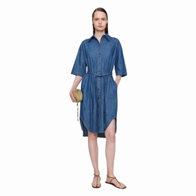 Chic Style Blue Denim Linen Denim Dress