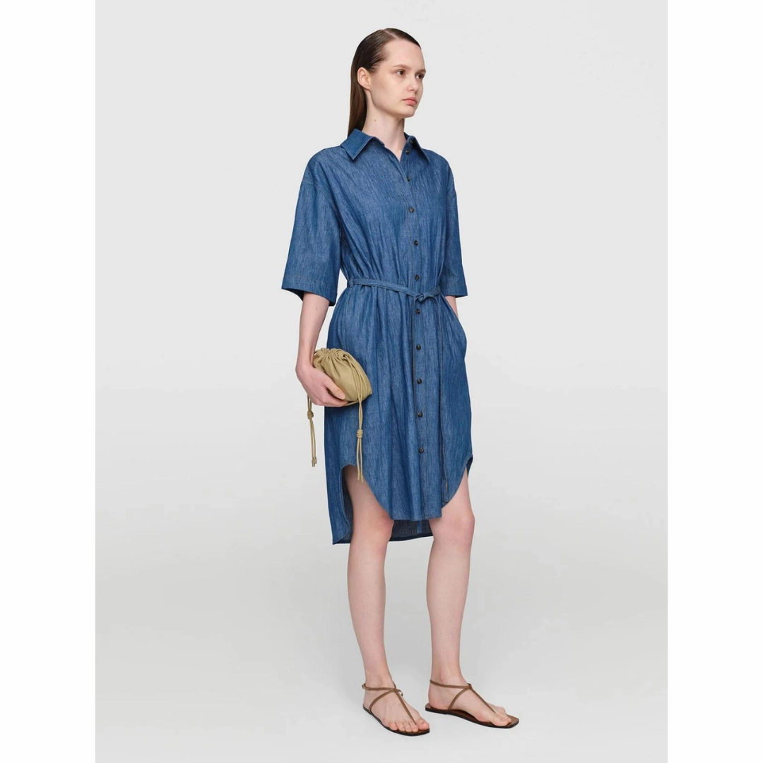 Modern Soft Blue Denim Linen Denim Dress