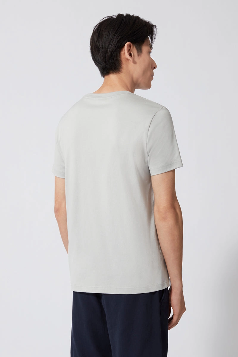Ribbed Collar Trim Anti Pill Surface Regal Crew Neck T-Shirt | Light Grey GYE008