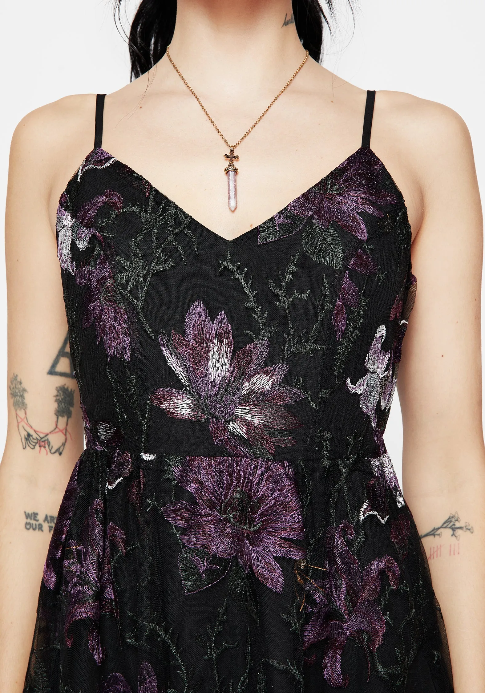 Estrid Embroidered Mesh Midaxi Cami Dress Fit for All Seasons