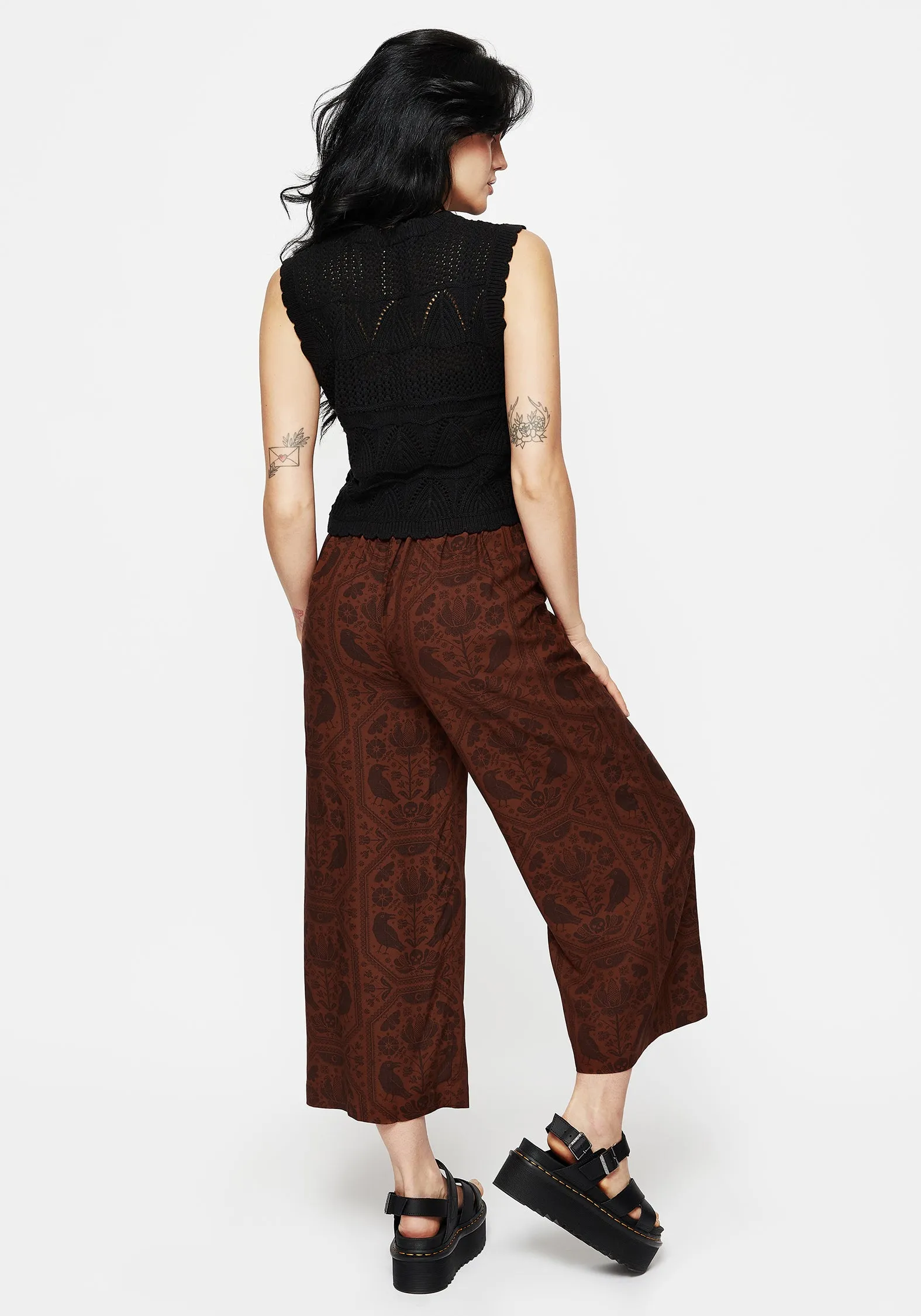 Active Comfort Fit Fit For Movement Annabel Tie Waist Wide Leg Culotte Trousers - Rust