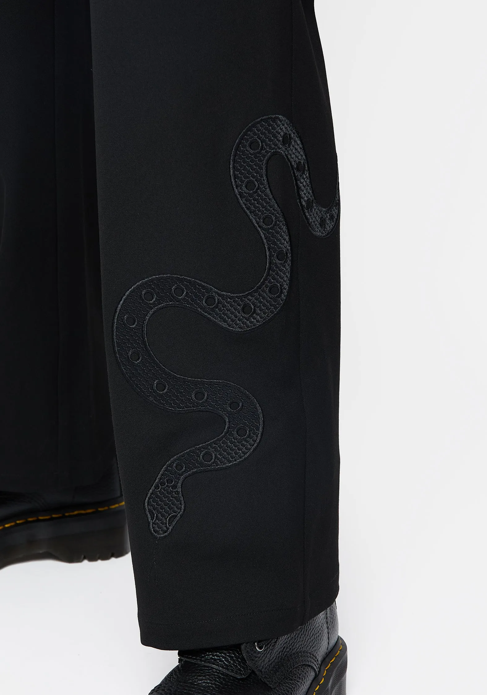 Slither Snake Embroidered Tailored Trousers Comfortable Cut Comfortable Leg