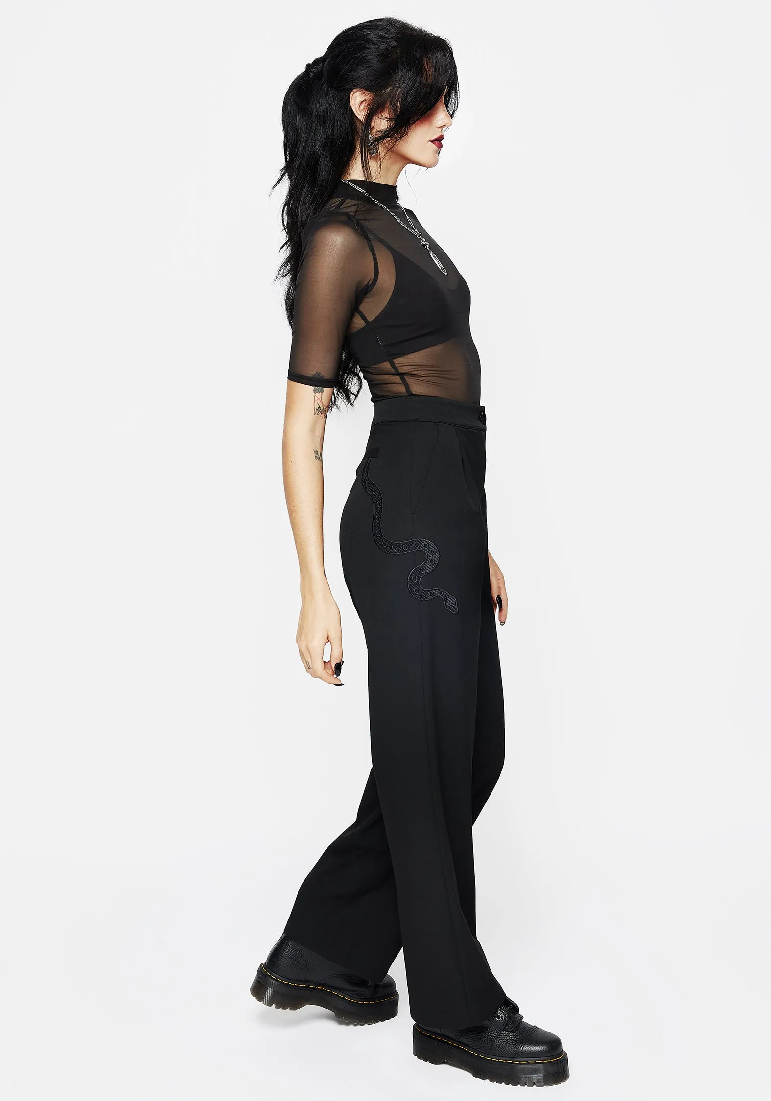 Slither Snake Embroidered Tailored Trousers No Ride