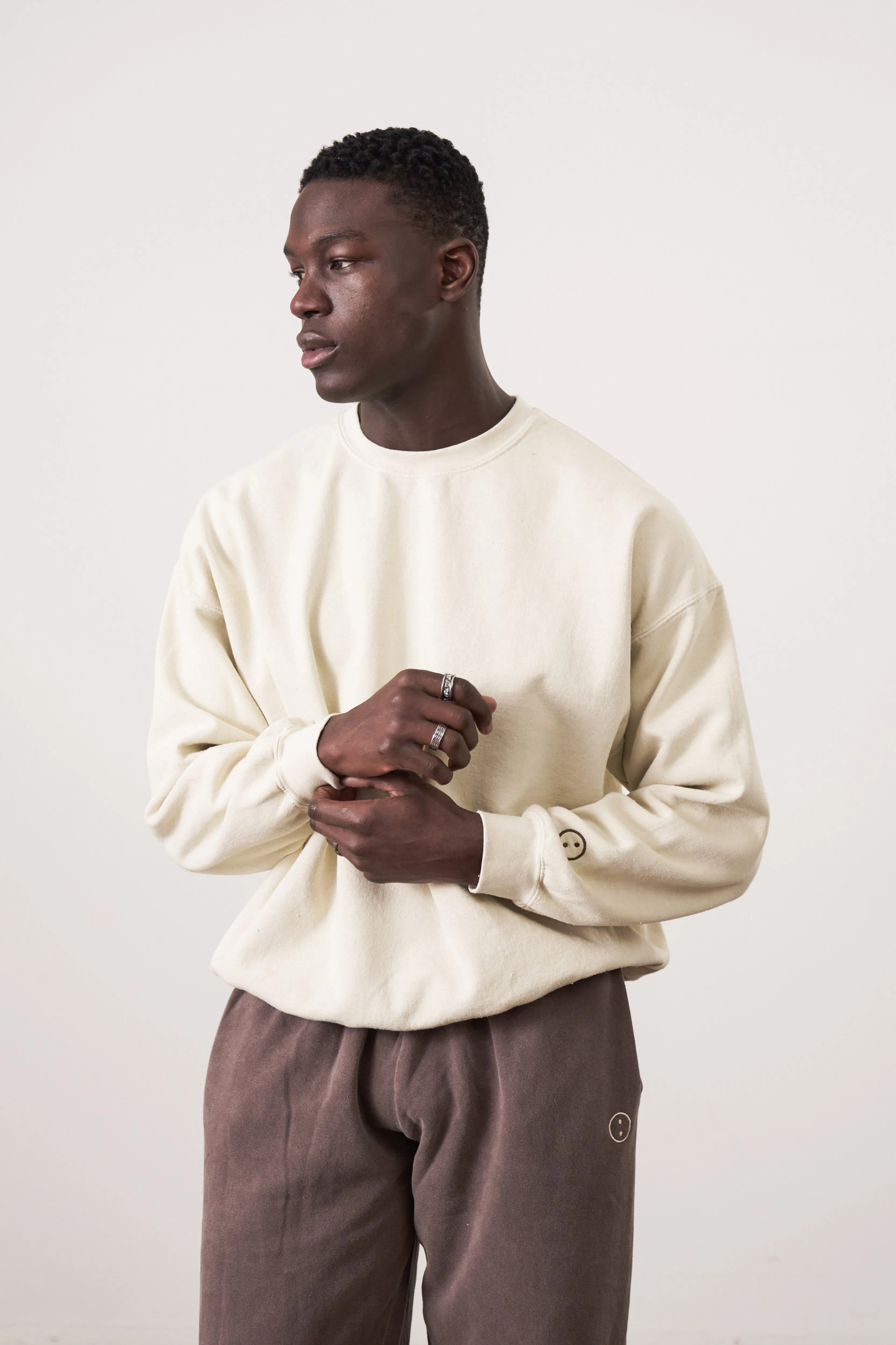 Essentials Vintage Washed Sweater - Ivory Snuggly Knitwear Tagless Labeling