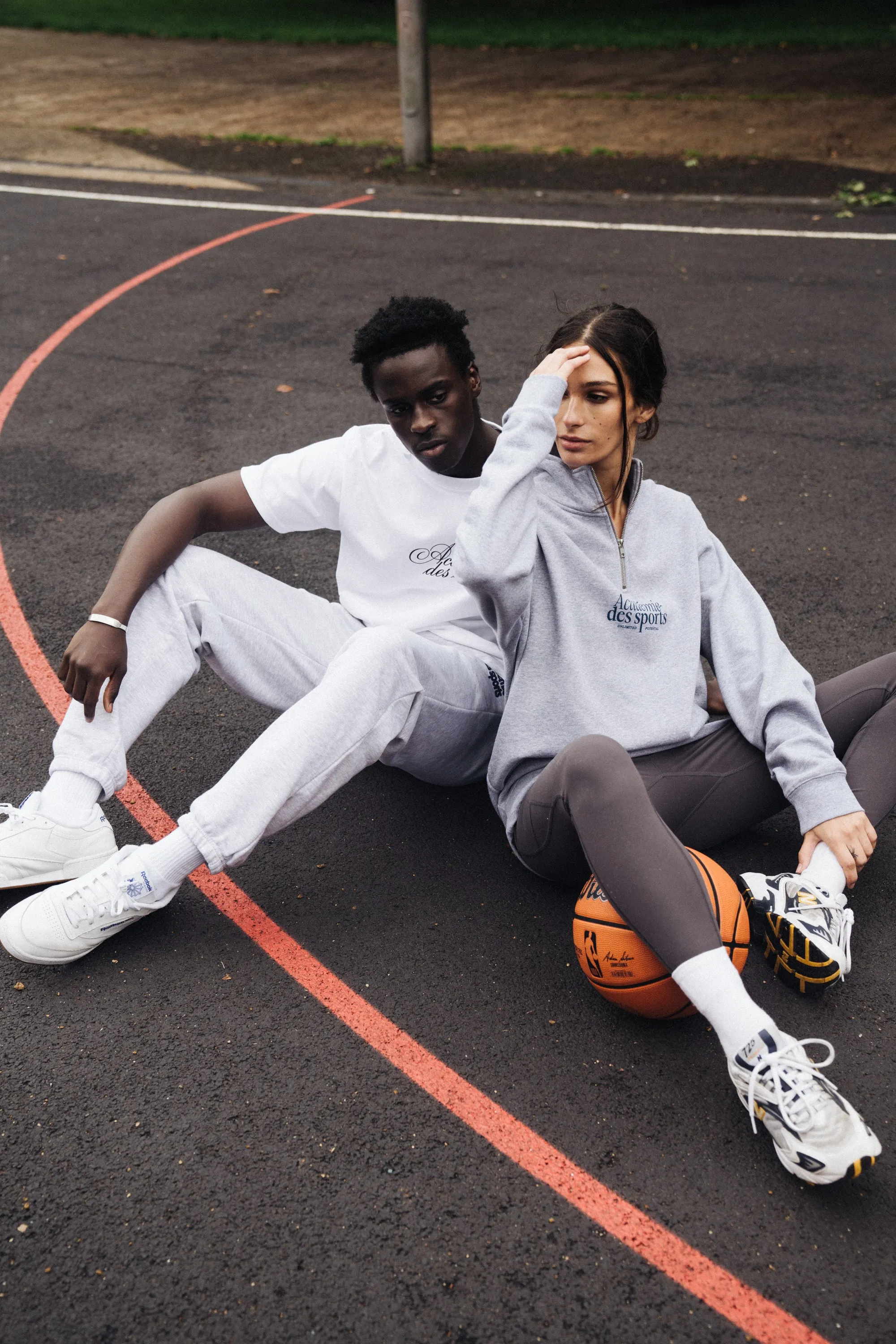 Cozy Knit Fit Cold Day Outfit Vice 84 'Acad??mie Des Sports Script' 1/4 Zip Sweater - Grey
