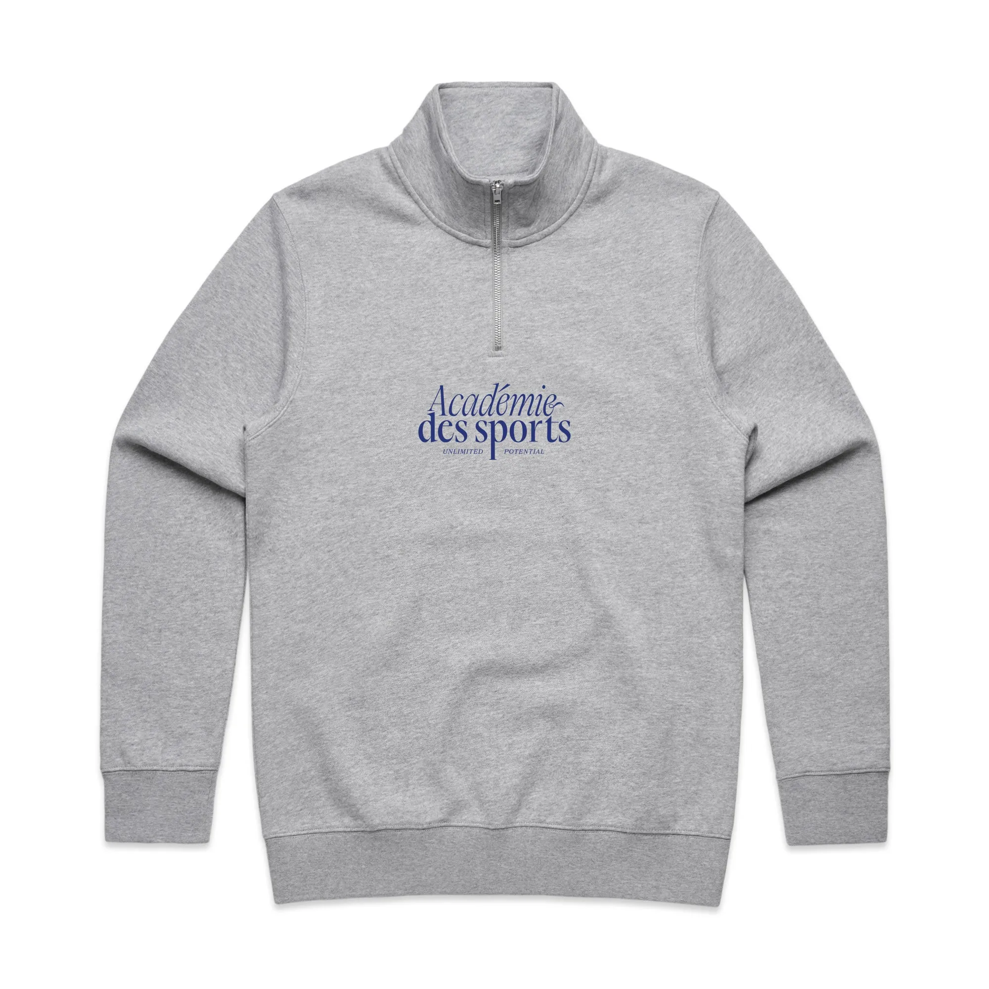 High Neckline Vice 84 'Acad??mie Des Sports Script' 1/4 Zip Sweater - Grey