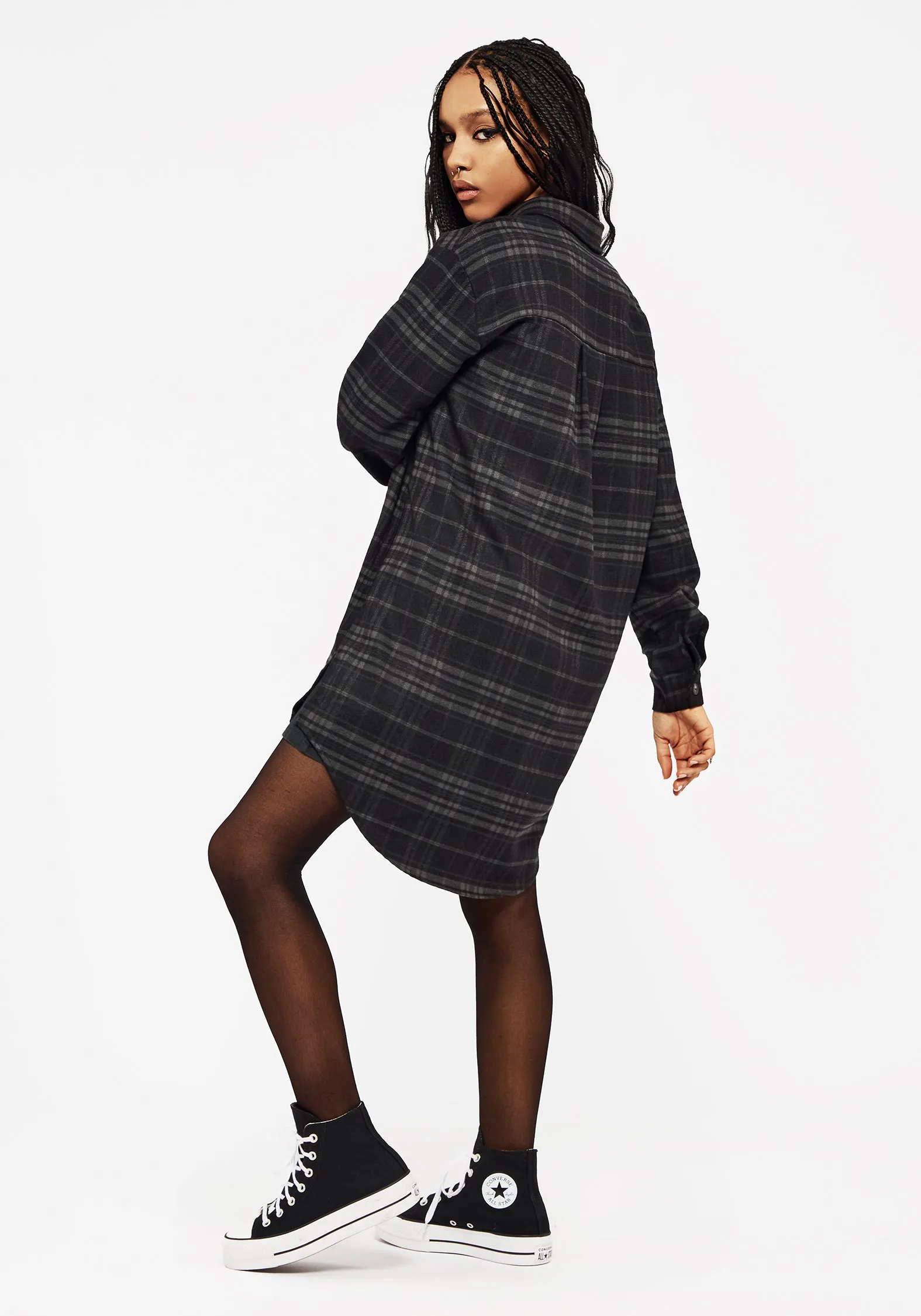Reckless Check Longline Shirt Polka Dot Lounge Comfort