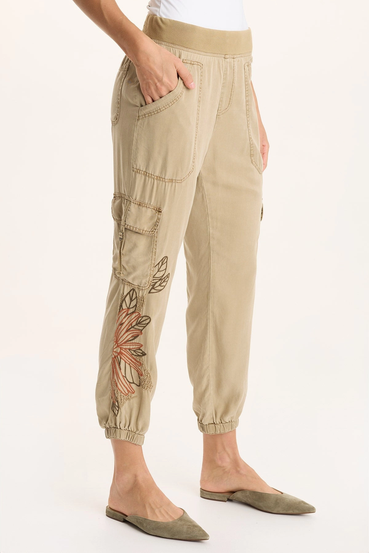 Darri Embroidered Pull-on Soft Twill Jogger Quick Dry Pants Pool Workout