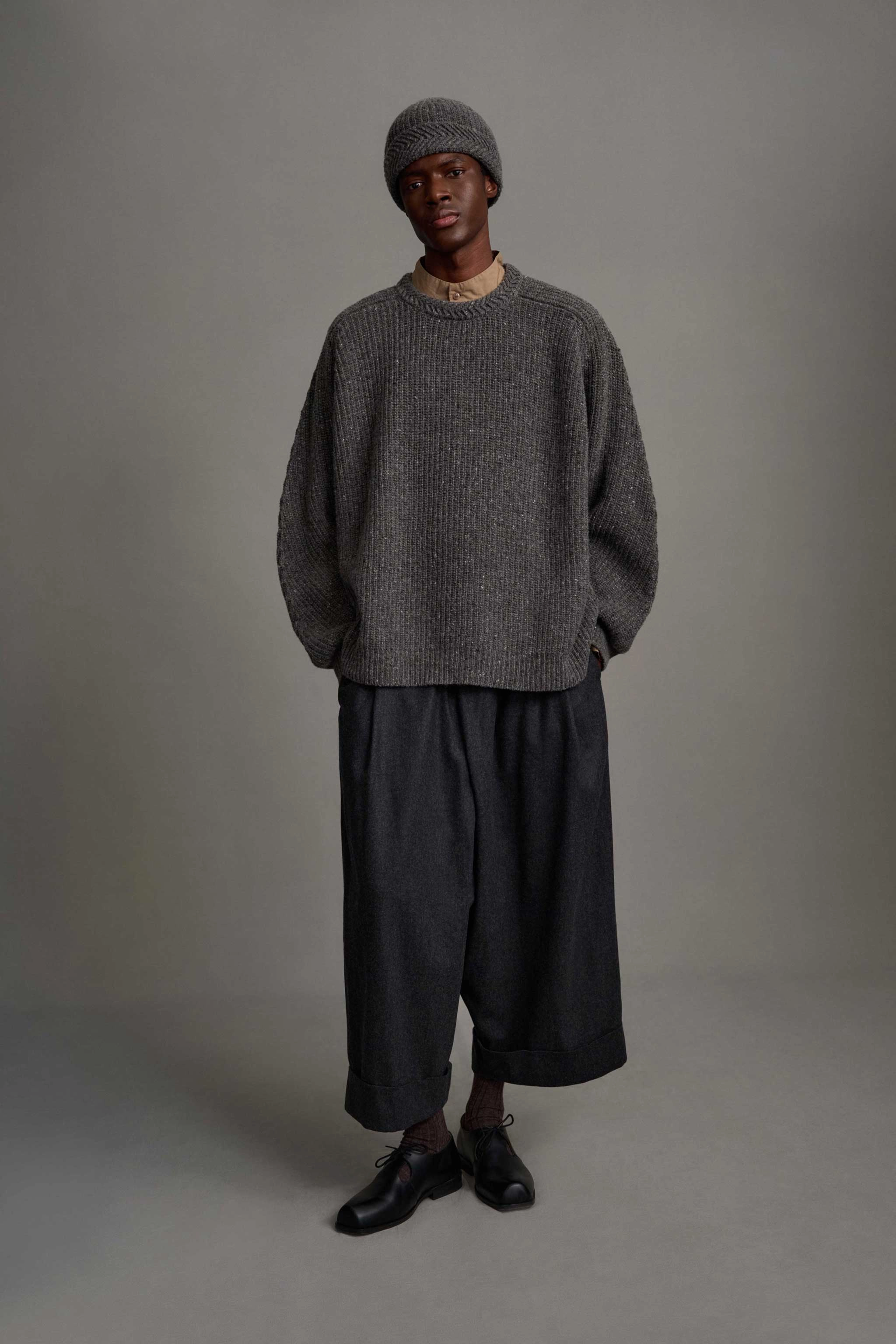 THE BAKER TROUSER / WOOL CASH FLANNEL CHARCOAL Mid-rise fit