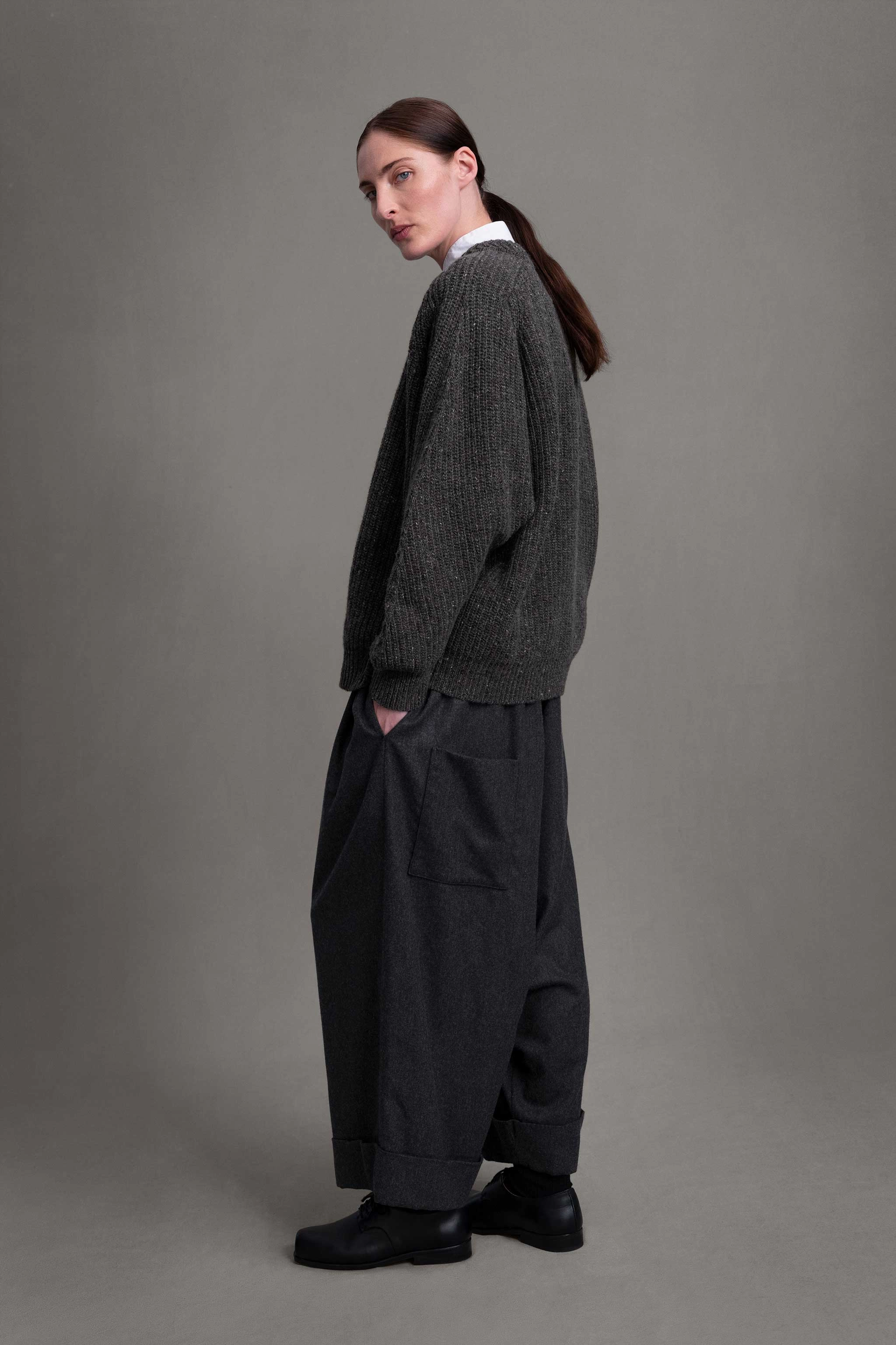 Low Maintenance THE BAKER TROUSER / WOOL CASH FLANNEL CHARCOAL
