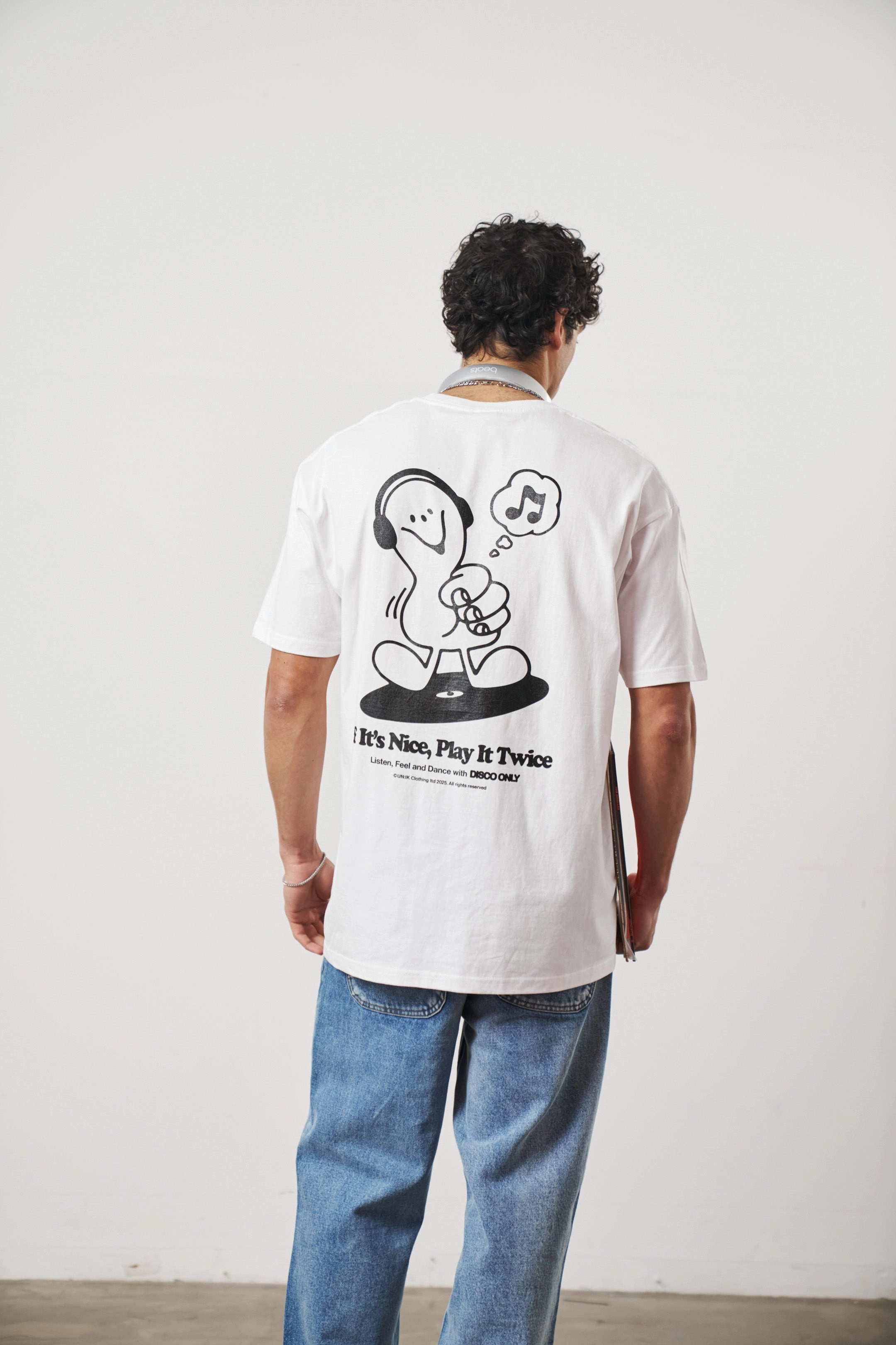 Classic Outfit Style DISCO ONLY 'Play It Twice V6' Tee - White